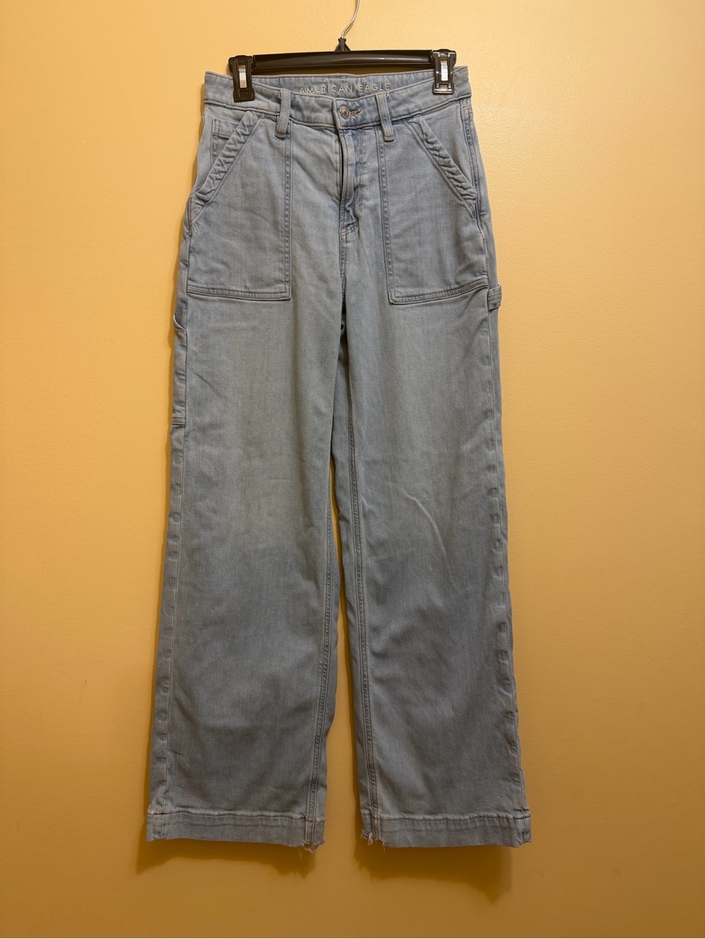 American Eagle Outfitters Light Blue Wide-Leg Utility Jeans